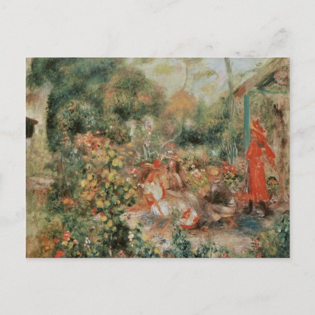Young Girls in a Garden - Pierre Auguste Renoir Postcard (Front)