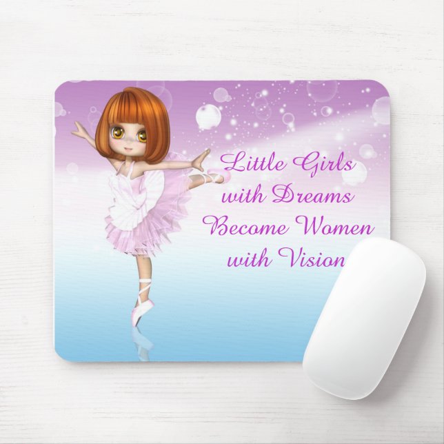 Young Girl's Inspirational Quote Ballerina Dreams Mouse Pad (With Mouse)