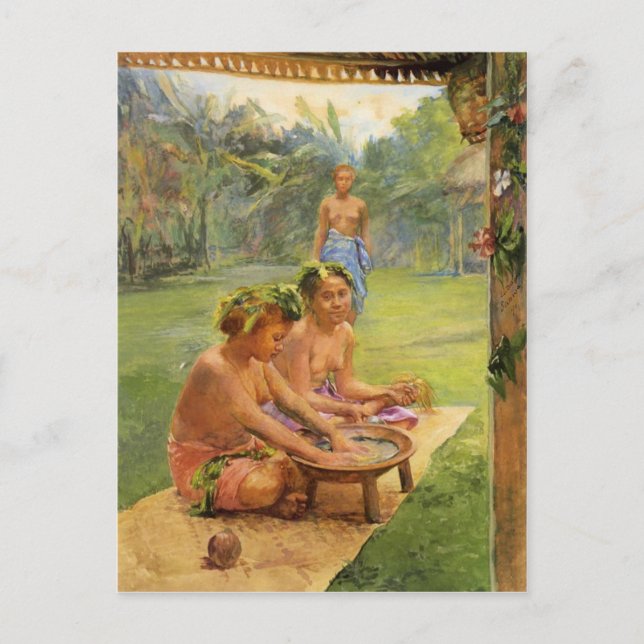 Young Girls Preparing Kava - Postcard (Front)