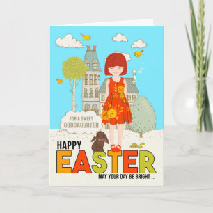 Young Goddaughter on Easter Redhead with Freckles Card