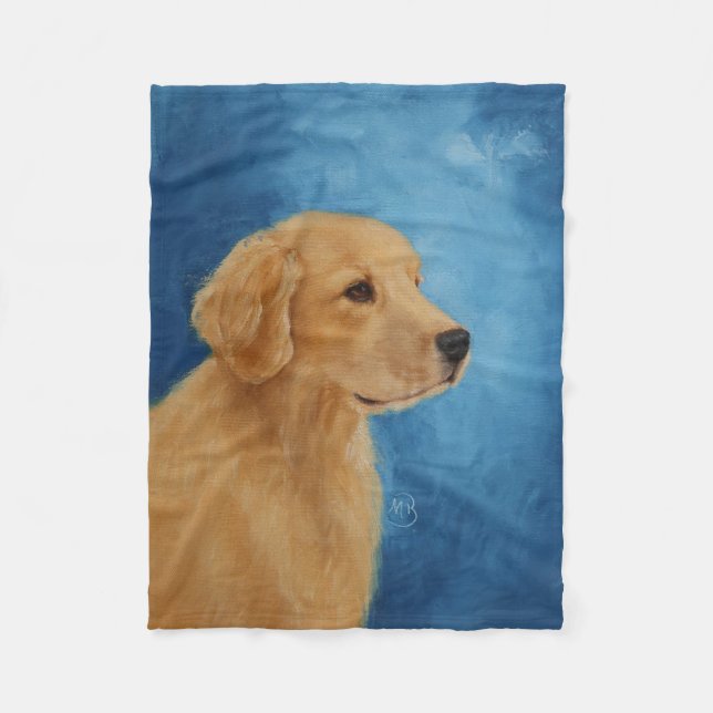 Young Golden Retriever Fleece Blanket (Front)