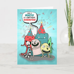 Young Grandnephew Birthday Monsters Cartoon Style Card
