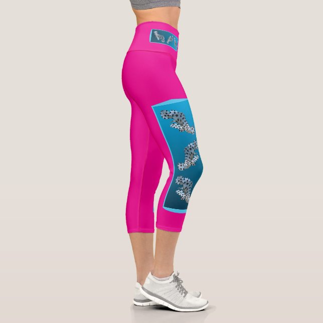 Young Grouper - Design gradient blue background |  Capri Leggings (Right)