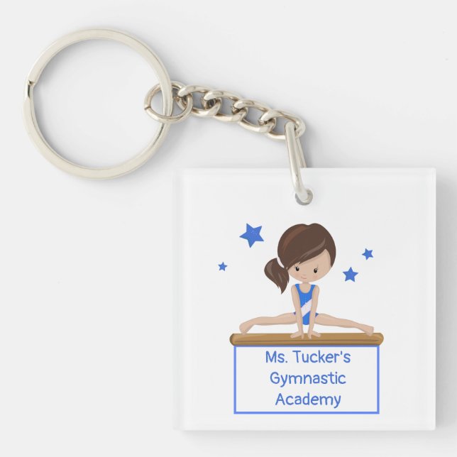 Young Gymnast Academy School Class Custom Text   Key Ring (Front)