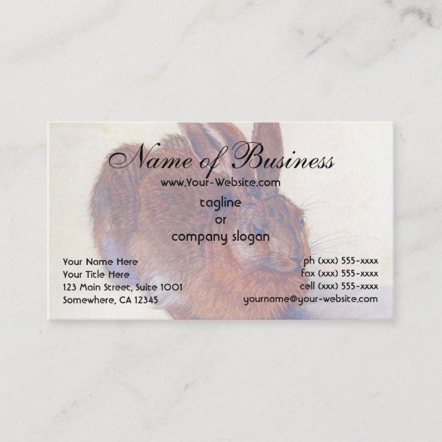 Young Hare by Albrecht Dürer Business Card (Front)