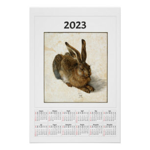 Young Hare Calendar for 2023 Albrecht Dürer  Poster