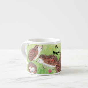 Young Hedgehogs in the Meadow Be Happy   Espresso Cup
