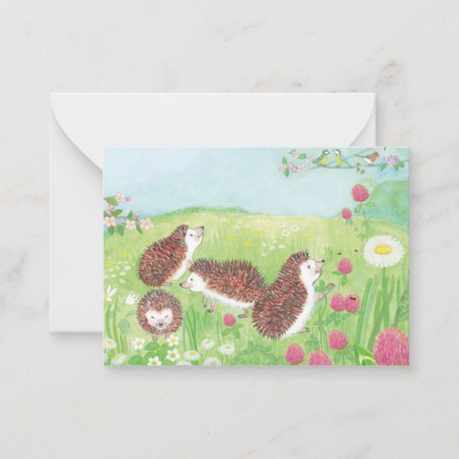 Young Hedgehogs in the Meadow   Card (Front)
