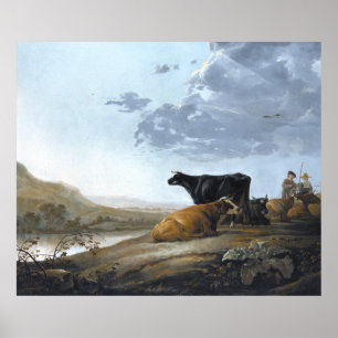 Young Herdsmen with Cows by Aelbert Cuyp Poster