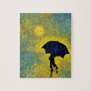 Young impressionist under umbrella on sunny day jigsaw puzzle
