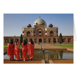 Young Indian ladies and Humayun's Tomb, Delhi,