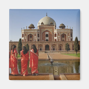 Young Indian ladies and Humayun's Tomb, Delhi, Magnet