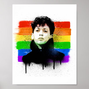 Young Kamala Harris LGBTQ Pride Flag Graffiti Poster