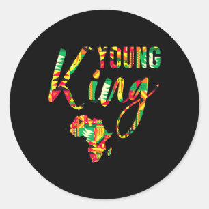Young King Afican Map African Kente Boys Men Littl Classic Round Sticker