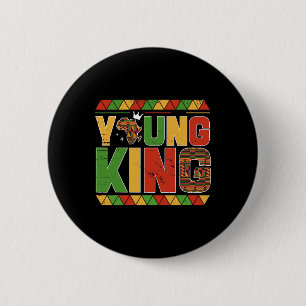 Young King Africa Map Kente Art African American B 6 Cm Round Badge