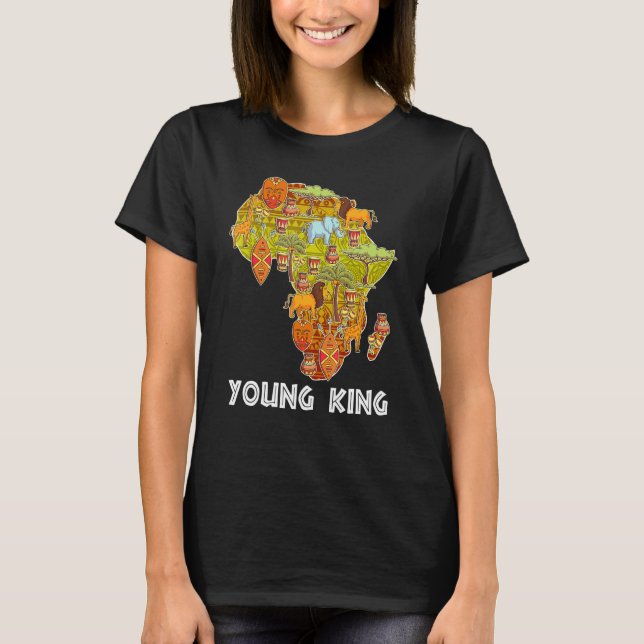 Young King African Little King Black History Month T-Shirt (Front)