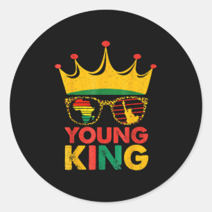 Young King Crown African American Kids Boys 1865 J Classic Round Sticker
