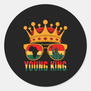 Young King Juneteenth Black African American Sungl Classic Round Sticker