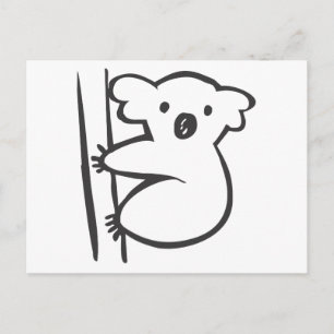 Young Koala in a Tree in Black and White Sketch Postcard