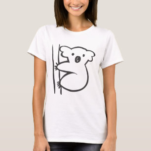 Young Koala in a Tree in Black and White Sketch T-Shirt