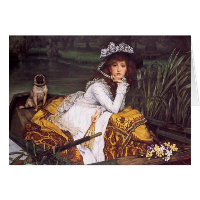 Young Lady & Her Pet Pug in a Boat by James Tissot (Front Horizontal)