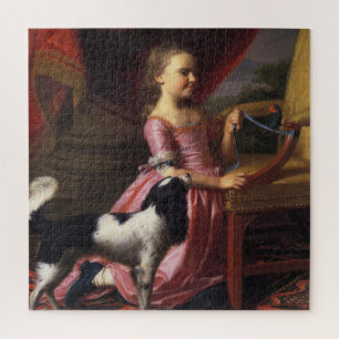 Young Lady with a Bird and Dog (Singleton Copley) Jigsaw Puzzle