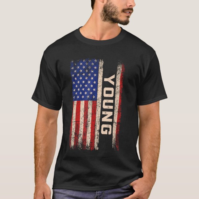Young Last Name Shirt Young Name American Flag (Front)