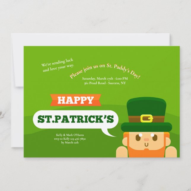 Young Leprechaun St. Patrick's Day Invitation (Front)