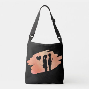 Young Love Girl And Boy Silhouette Crossbody Bag