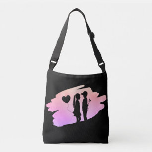 Young Love Girl And Boy Silhouette Crossbody Bag