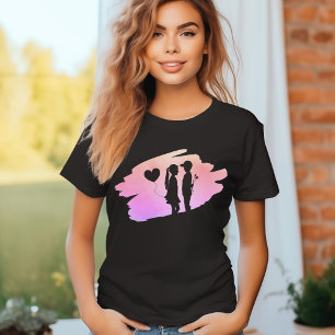 Young Love Girl And Boy Silhouette T-Shirt