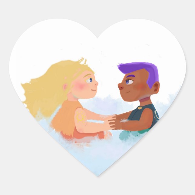 Young love heart sticker (Front)