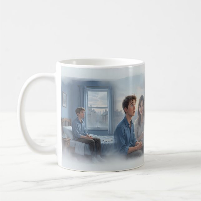 Young Love's Journey From Doubt to Joy Mug (Left)