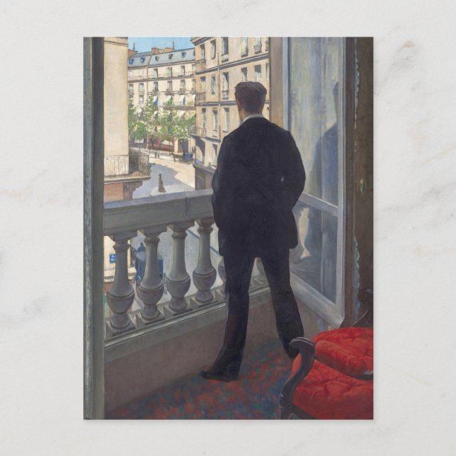 Young Man at His Window by Gustave Caillebotte Holiday Postcard (Front)