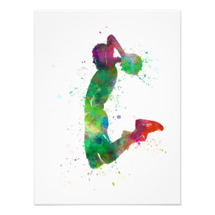 young man basketball player dunking photo print