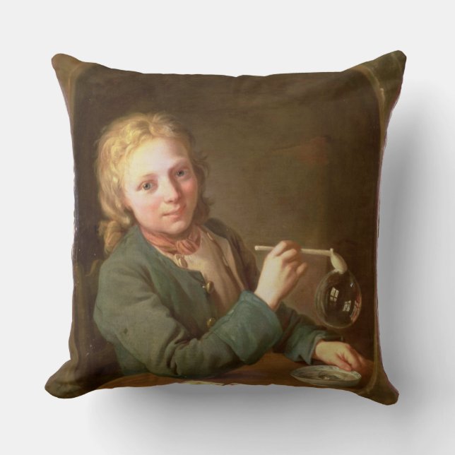 Young Man Blowing Bubbles from a Clay Pipe, 1766 Cushion (Front)