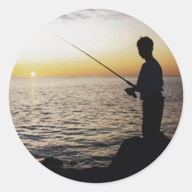Young Man Fishing in the sunset off Anna Maria Is. Classic Round Sticker (Front)