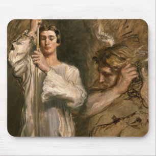 Young Man Holding a Cross Mouse Pad