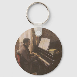 Young Man Playing the Piano by Gustave Caillebotte Key Ring