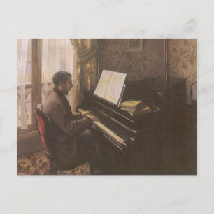 Young Man Playing the Piano by Gustave Caillebotte Postcard