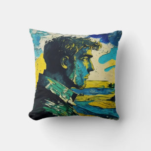 Young Man Portrait Painting Cushion