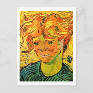 Young Man with Cornflower Van Gogh Fine Art Postcard
