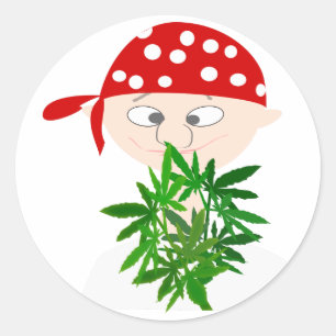 Young Man with Weed Bouquet Personalised Classic Round Sticker