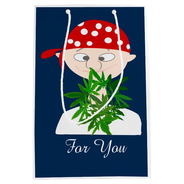 Young Man with Weed Bouquet Personalised Medium Gift Bag (Front)