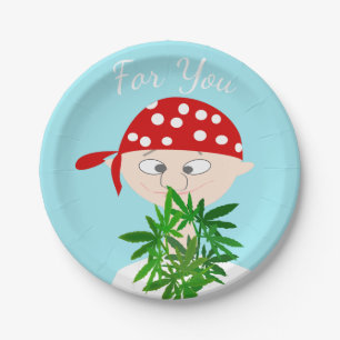 Young Man with Weed Bouquet Personalised Paper Plate