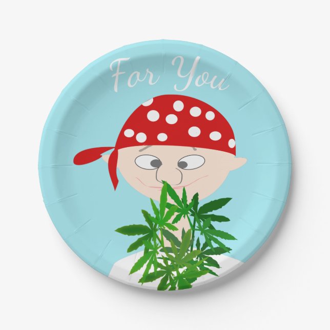 Young Man with Weed Bouquet Personalised Paper Plate (Front)