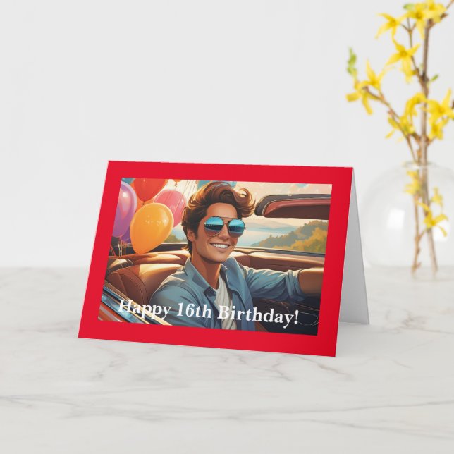 Young Man's 16th Birthday, 5" x 7" Folded Card (Yellow Flower)