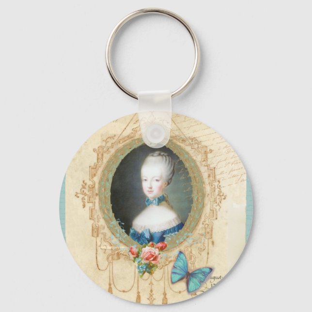Young Marie Antoinette Butterfly Art Print Key Ring (Front)