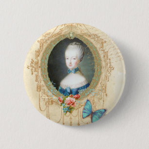 Young Marie Antoinette Ornate Button Pin