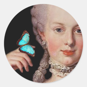 Young Marie Antoinette with butterfly Classic Round Sticker